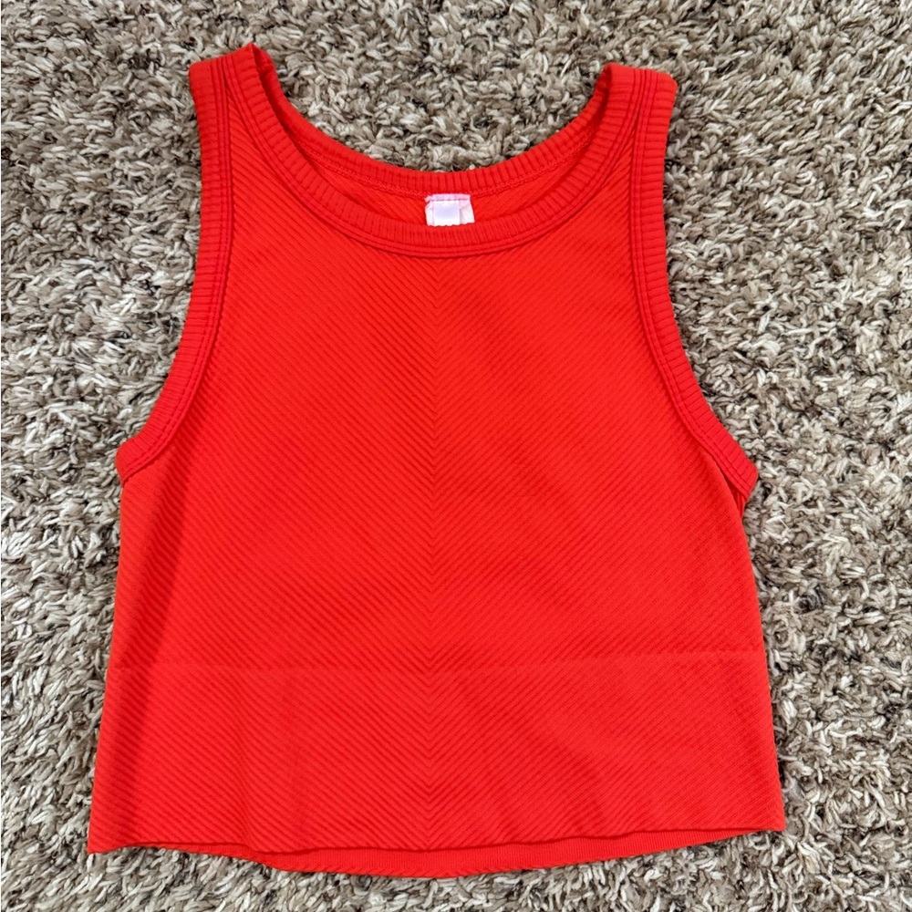 Nikibiki Orange Ribbed Crop Tank Top